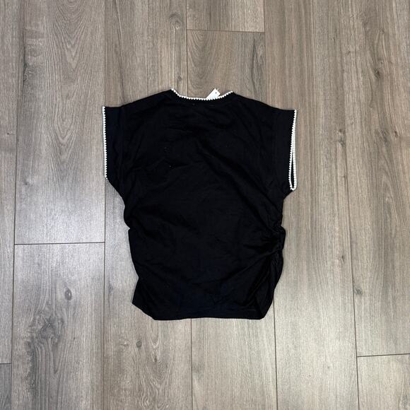 Madewell Sutro Muscle Tee WMNS S Side-Cinch Crew Neck Black Contrast Stitch Trim - Picture 6 of 8